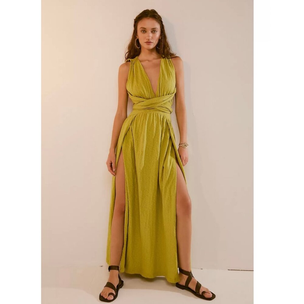 FREE PEOPLE Selena Maxi Dress in Lentil Sprout Green SMALL NWT